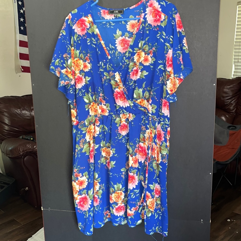 Blue Floral Casual Dress